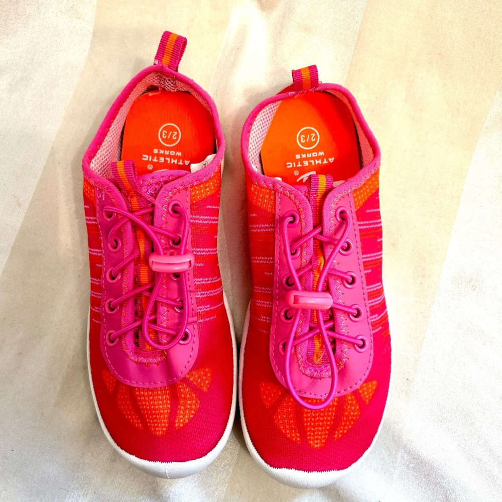 Athletic Works Youth Girls Water Swim Beach Shoes Size 2/3 Pink & Orange
